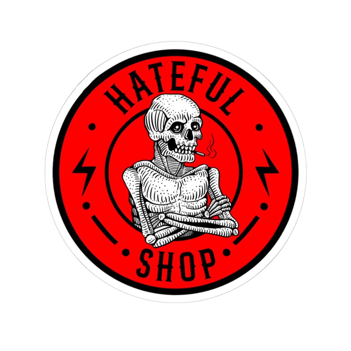 Hateful Logo Kiss-Cut Stickers, Skeleton Art Decal, Laptop Sticker, Unique Gift, Vintage Vibe, Edgy Decor