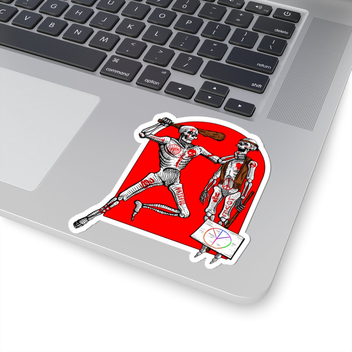 Violence Wins Kiss-Cut Stickers for Playful Skeleton, Laptop Decals, Party Favors, Cute Gifts, and Festive Displays