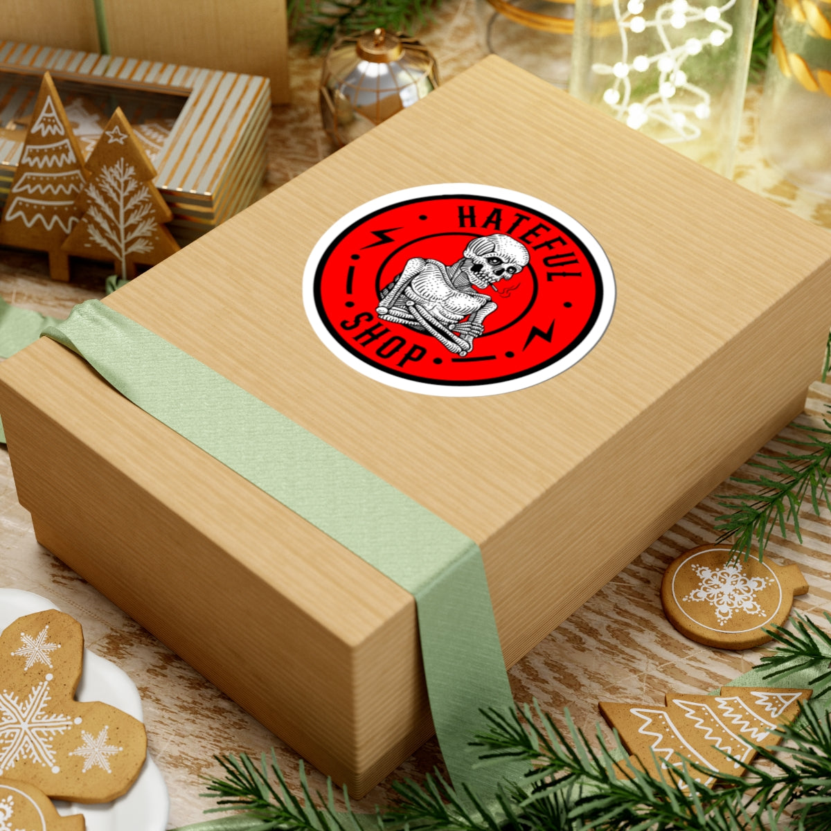 Hateful Logo Kiss-Cut Stickers, Skeleton Art Decal, Laptop Sticker, Unique Gift, Vintage Vibe, Edgy Decor